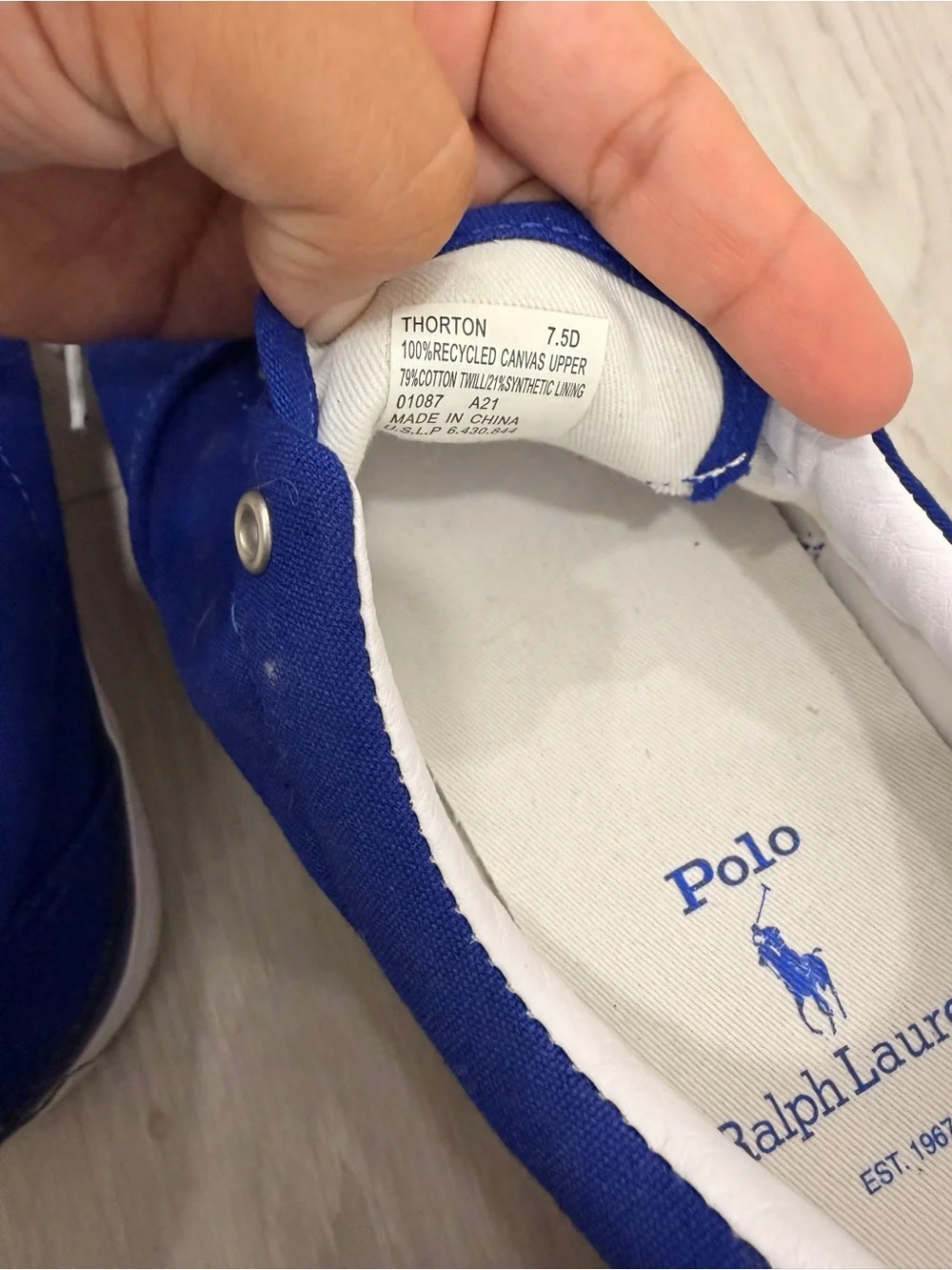 Polo‎ Ralph Lauren Thornton Blue Canvas Sneakers Casual Shoes Women’s 7.5D